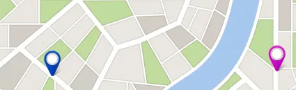 Street map with local business location pins