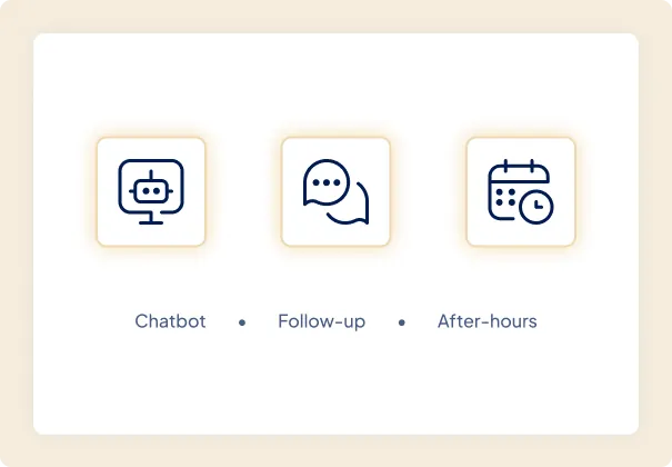 AI chatbot, follow-up and after-hours tools illustration