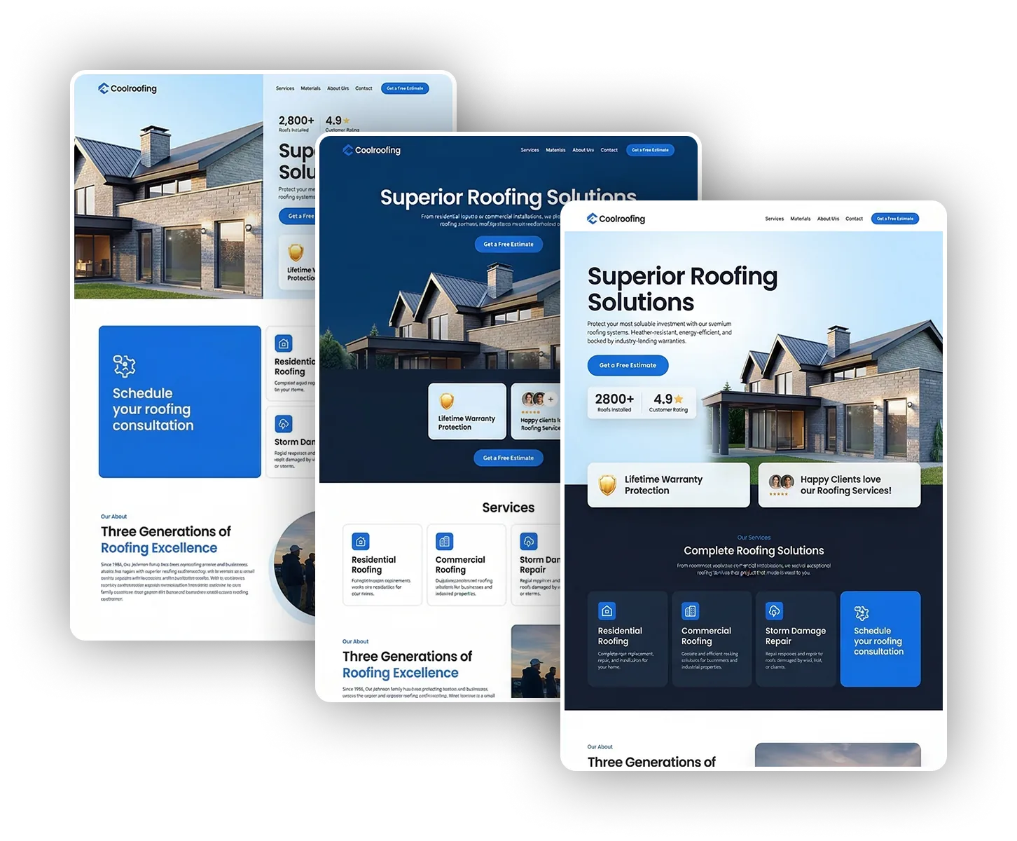 Collage of professional service business websites on desktop and mobile