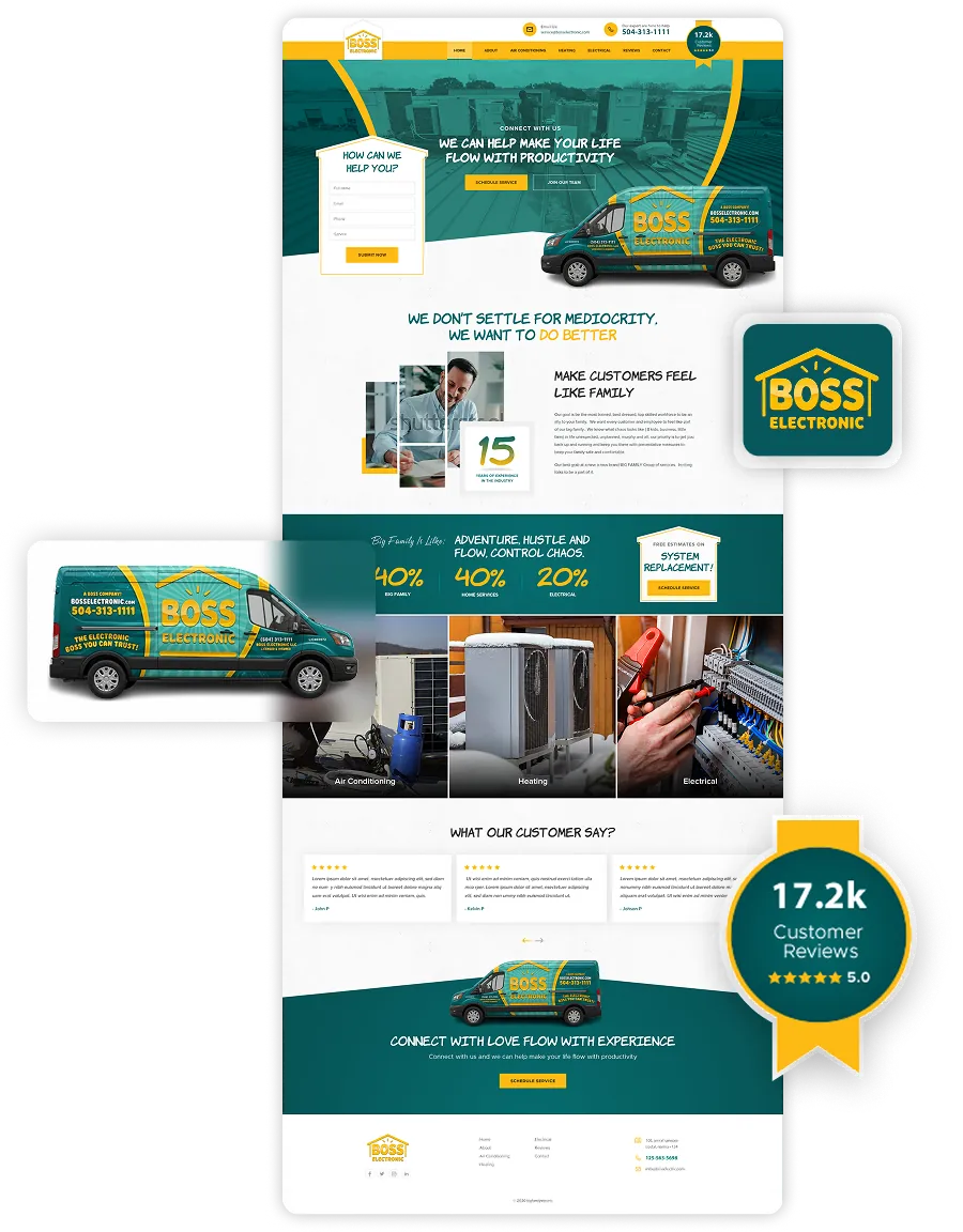 Custom website designs for a lawn care company